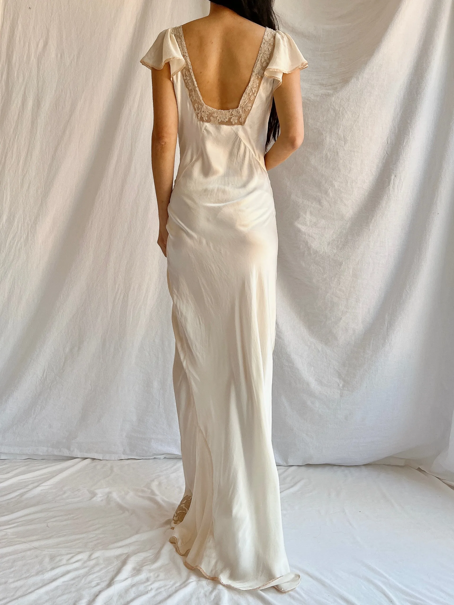 1930s Silk Bias Cut Dress - M