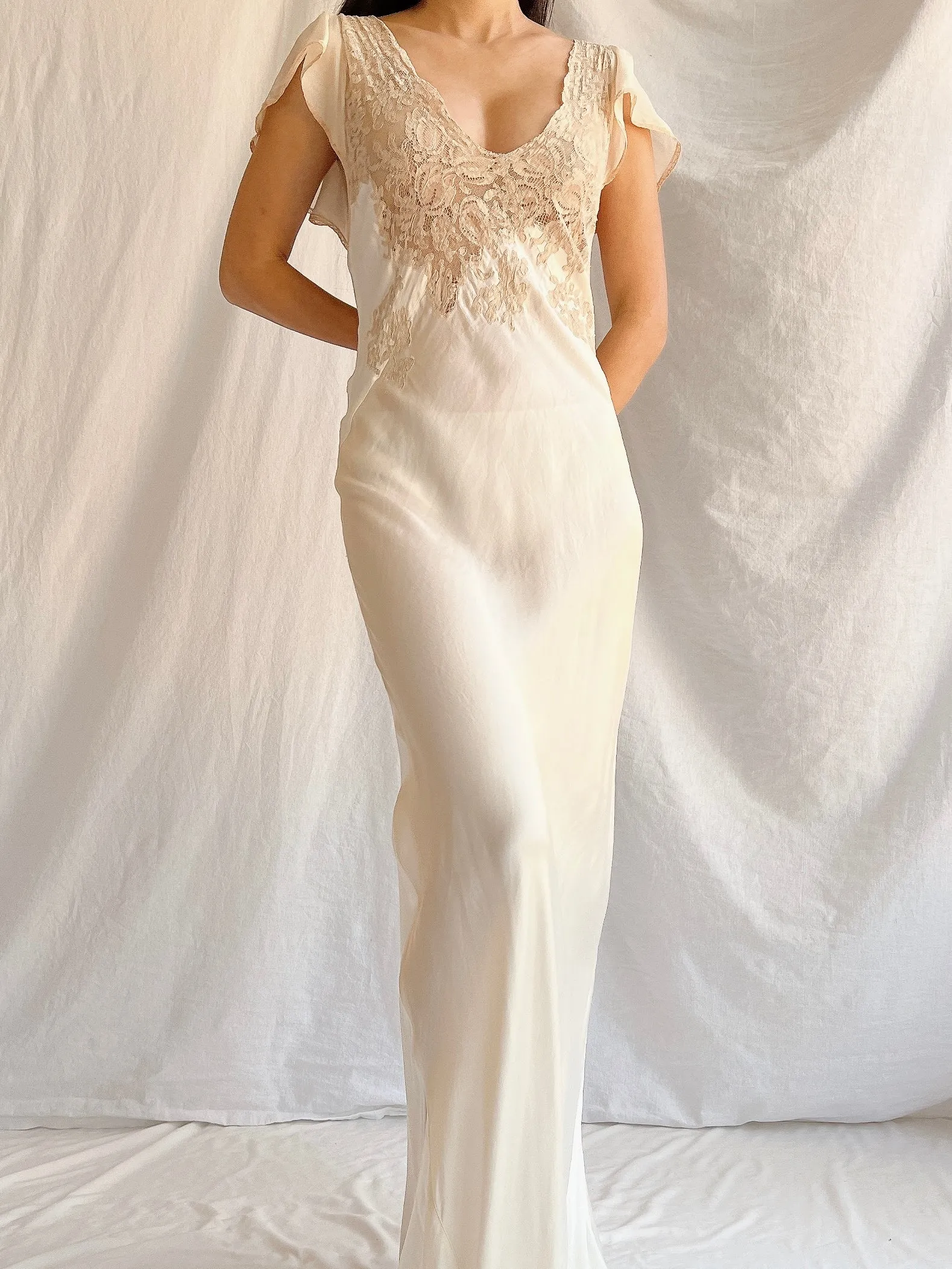 1930s Silk Bias Cut Dress - M