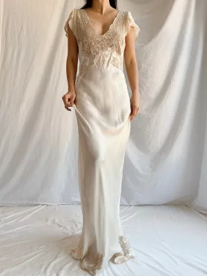 1930s Silk Bias Cut Dress - M