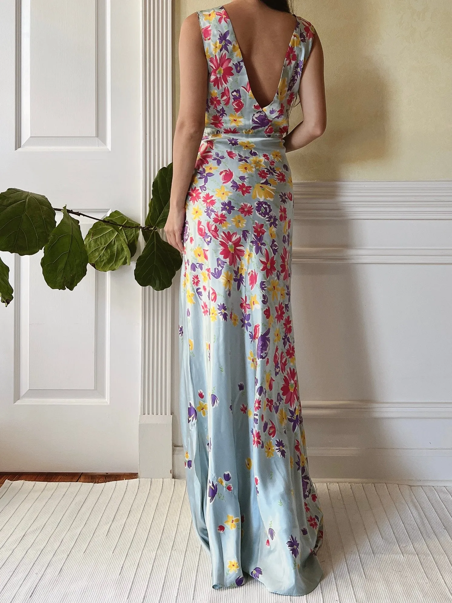 1930s Silk Floral Dress - S/M