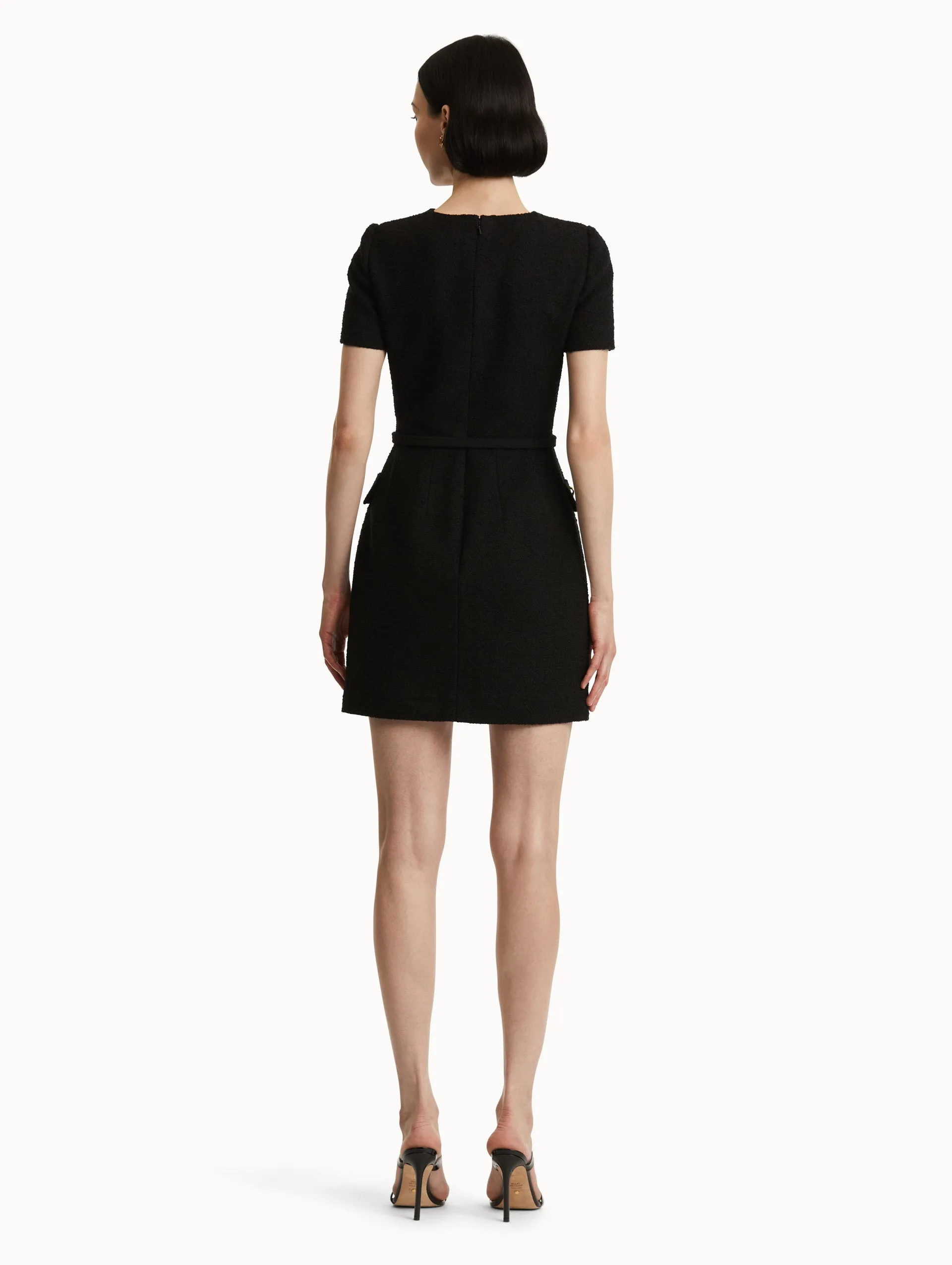 Abstract Rose Button Tweed Dress