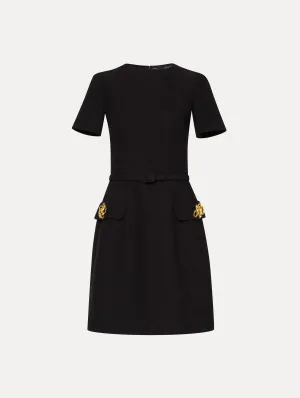 Abstract Rose Button Tweed Dress