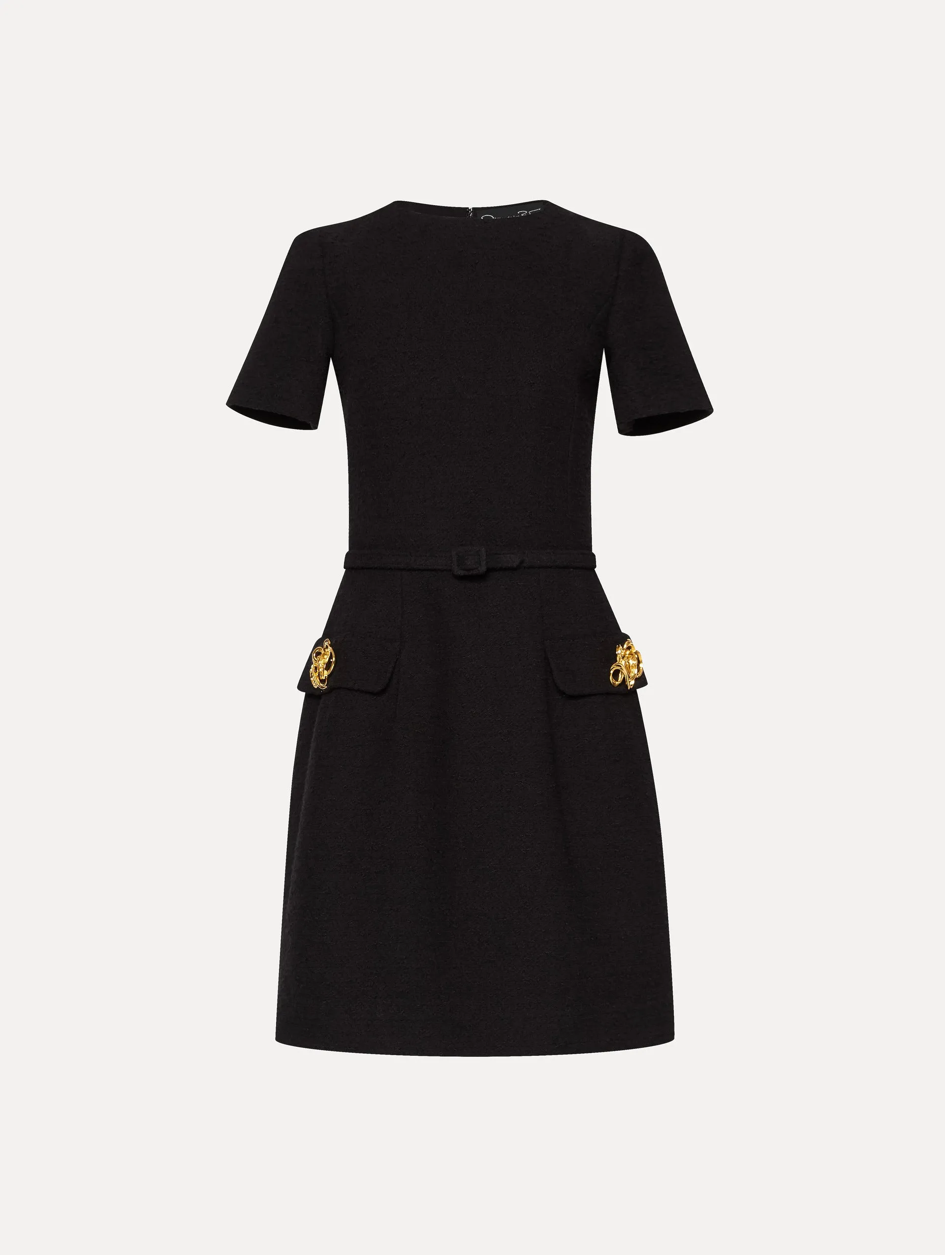 Abstract Rose Button Tweed Dress