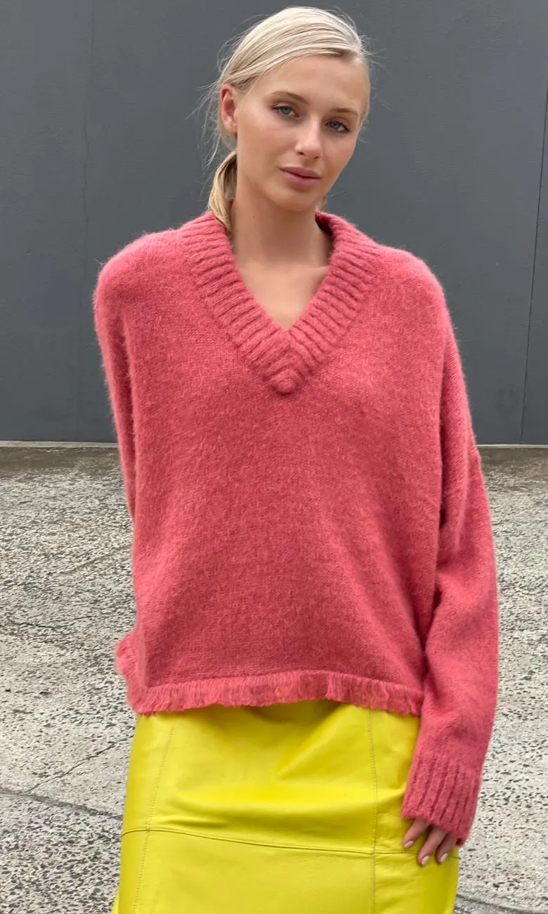 ALYSI V Neck Pomegranate Knit