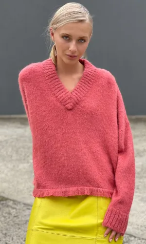 ALYSI V Neck Pomegranate Knit