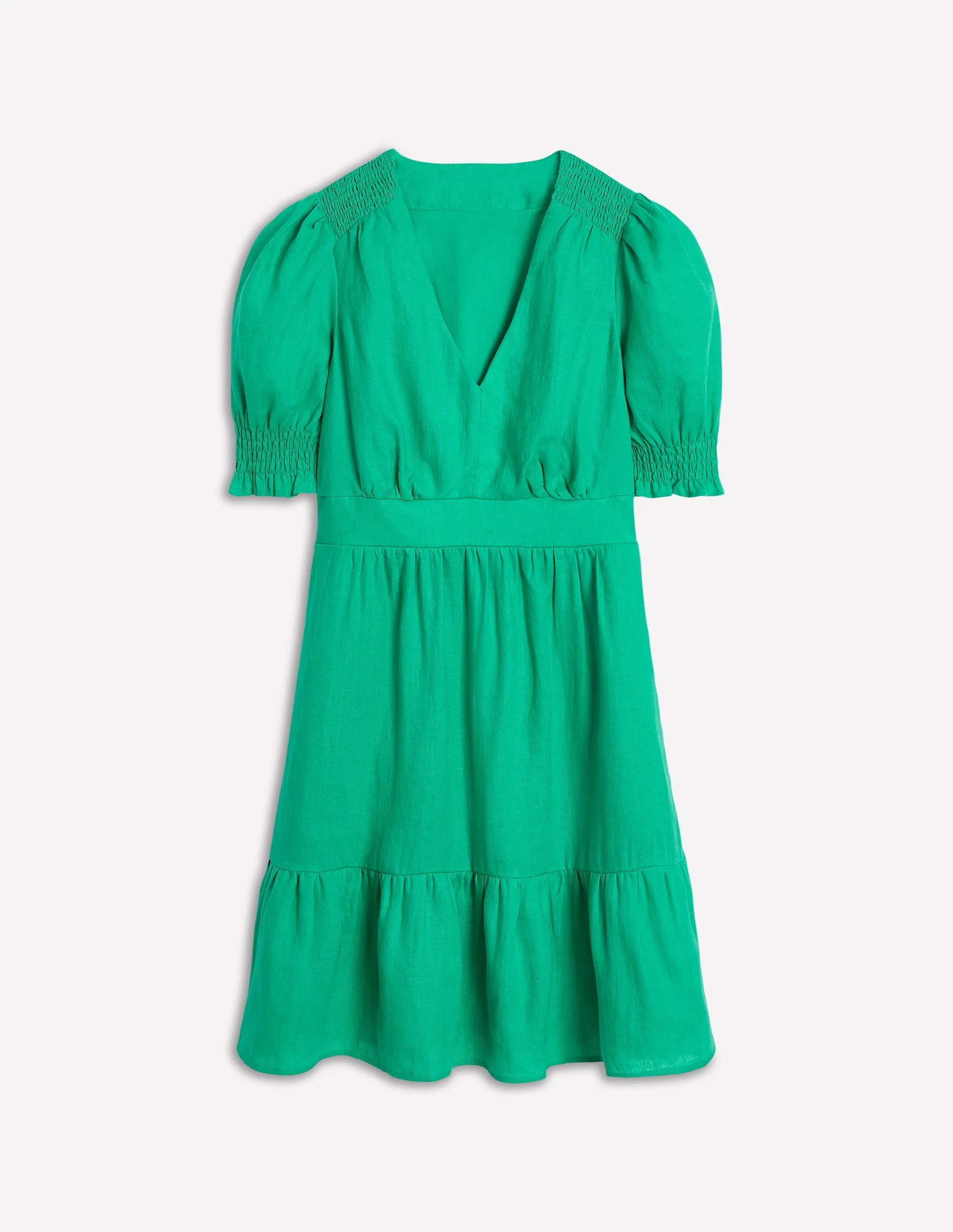 Anna Linen Short Dress-Aquamarine Blue