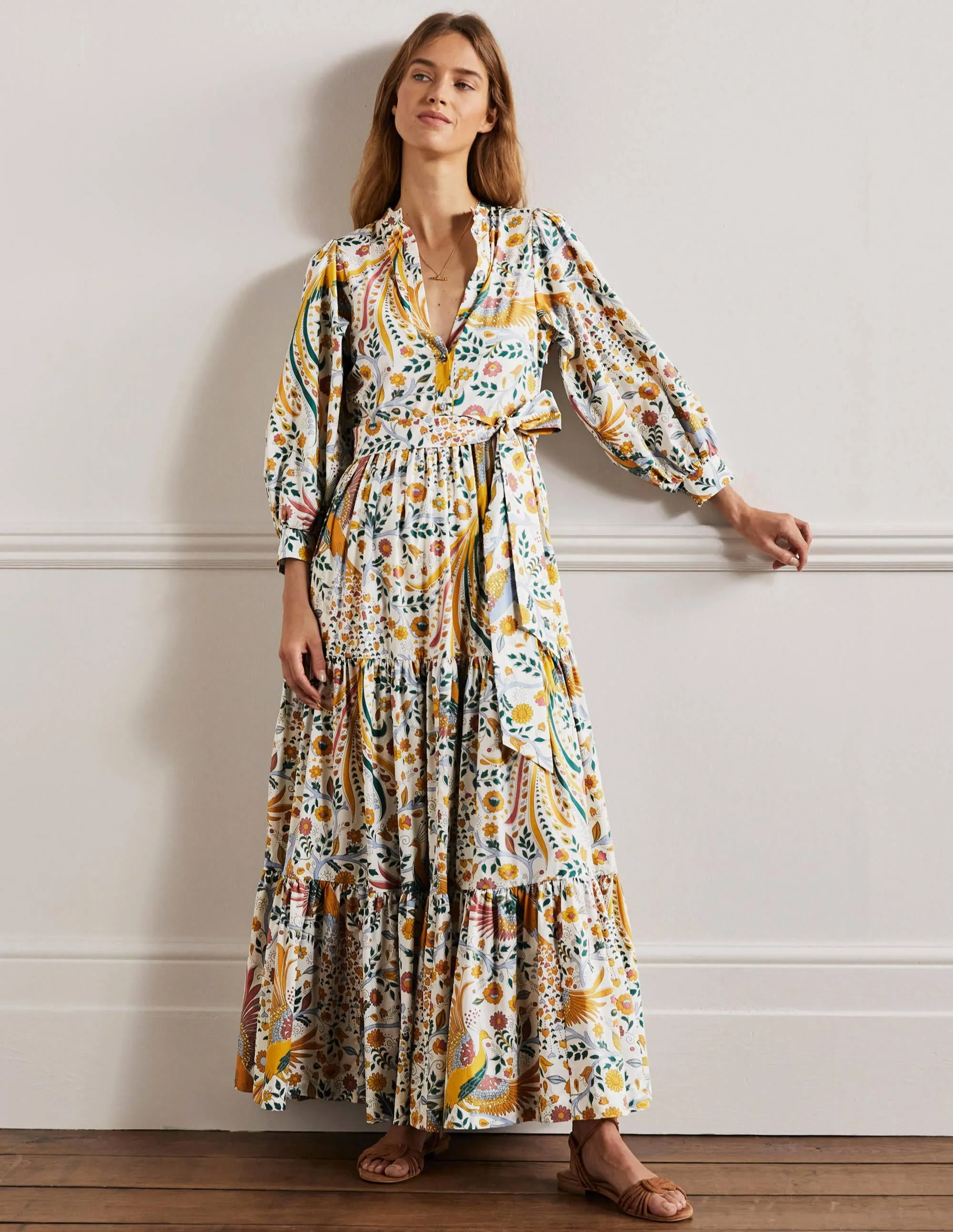 Ava Tiered Maxi Dress-Multi. Enchanting Peacock