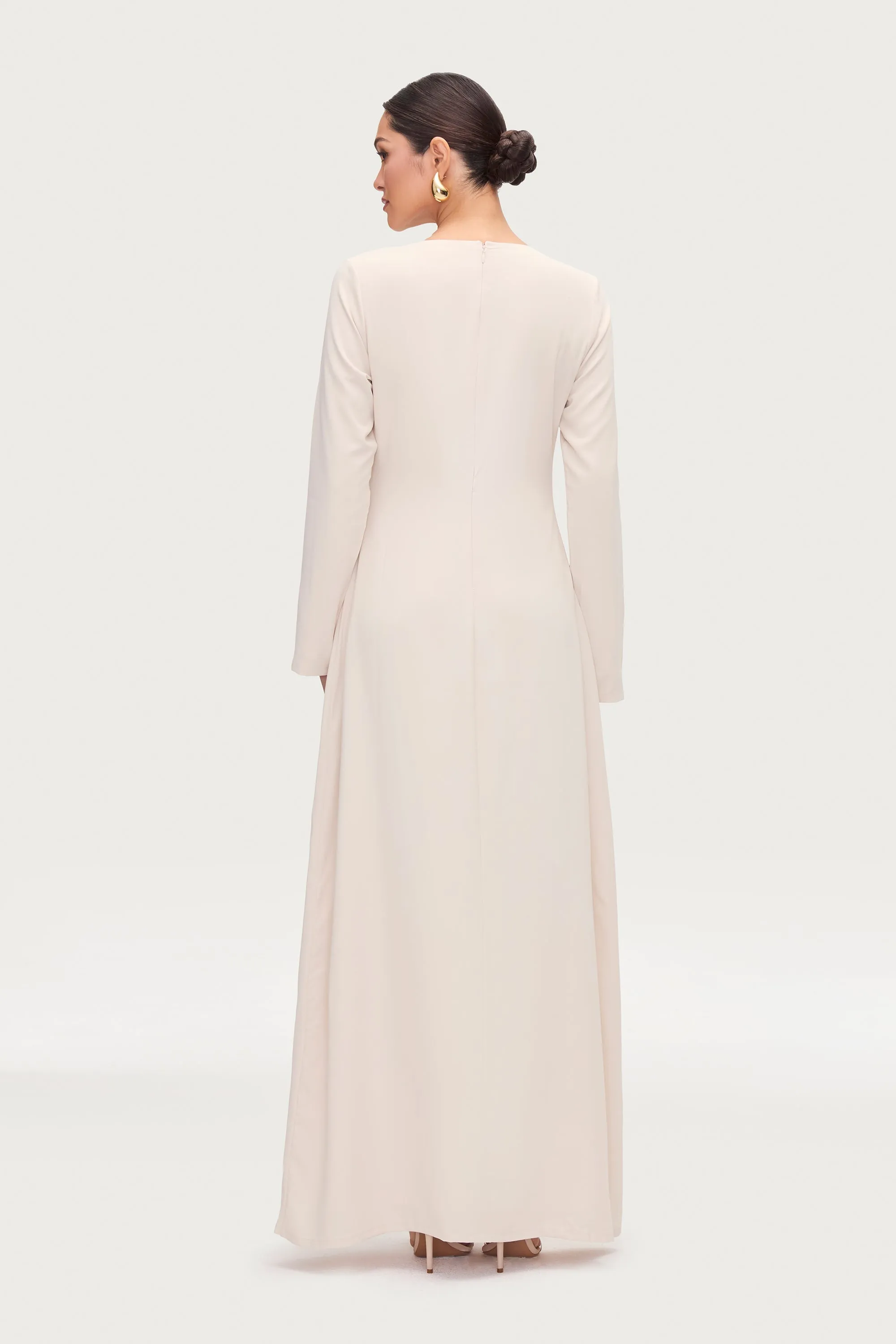 Basic Long Sleeve Maxi Dress - Stone