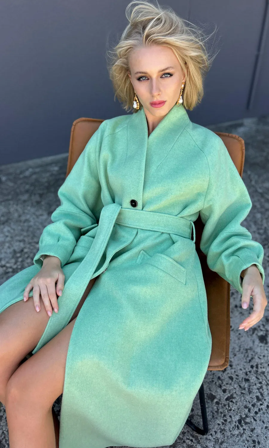 Beatrice B Island Shore Long coat - Spearmint