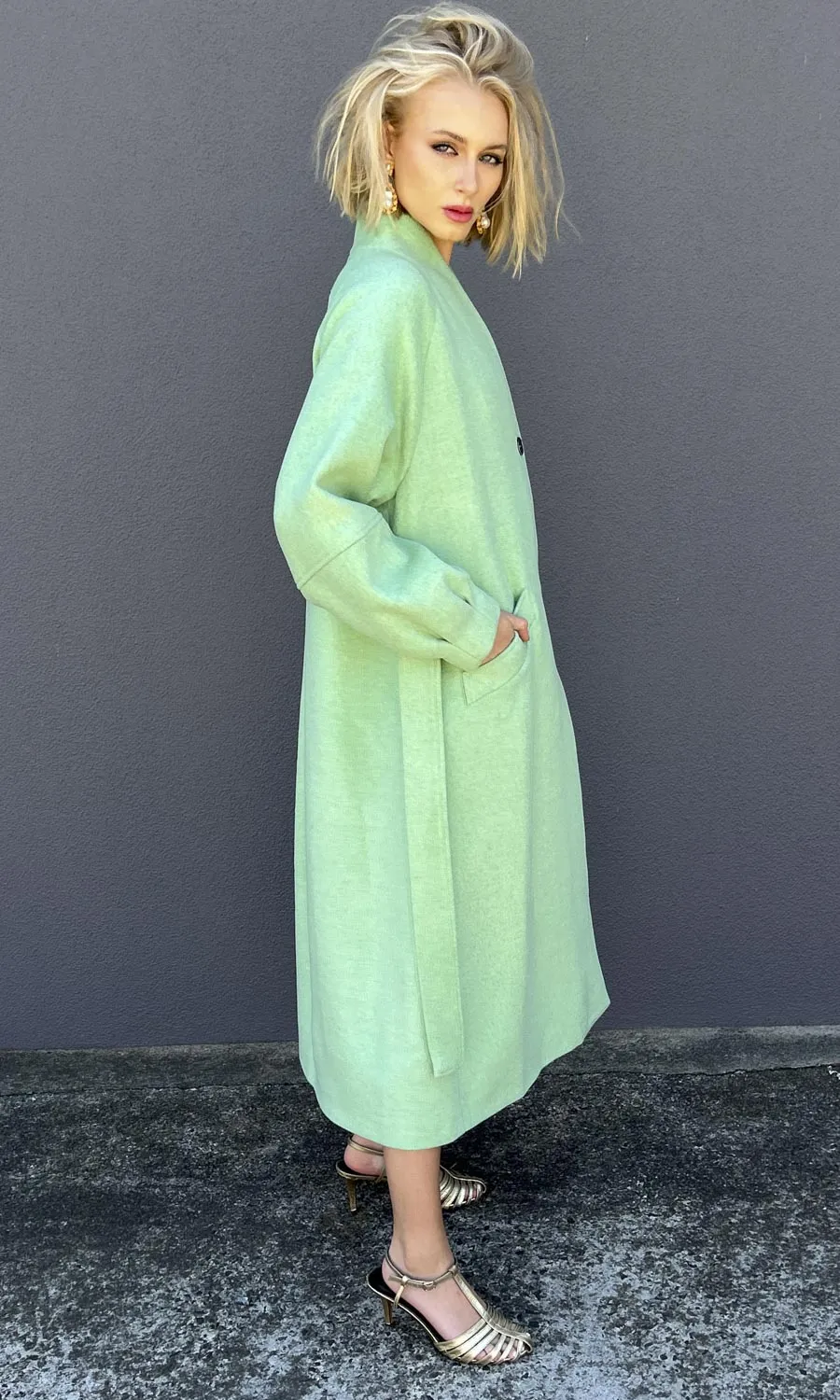 Beatrice B Island Shore Long coat - Spearmint