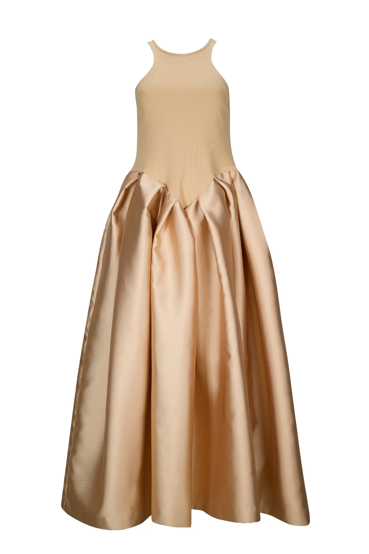 BEIGE FULL SKIRT TANK TOP DRESS