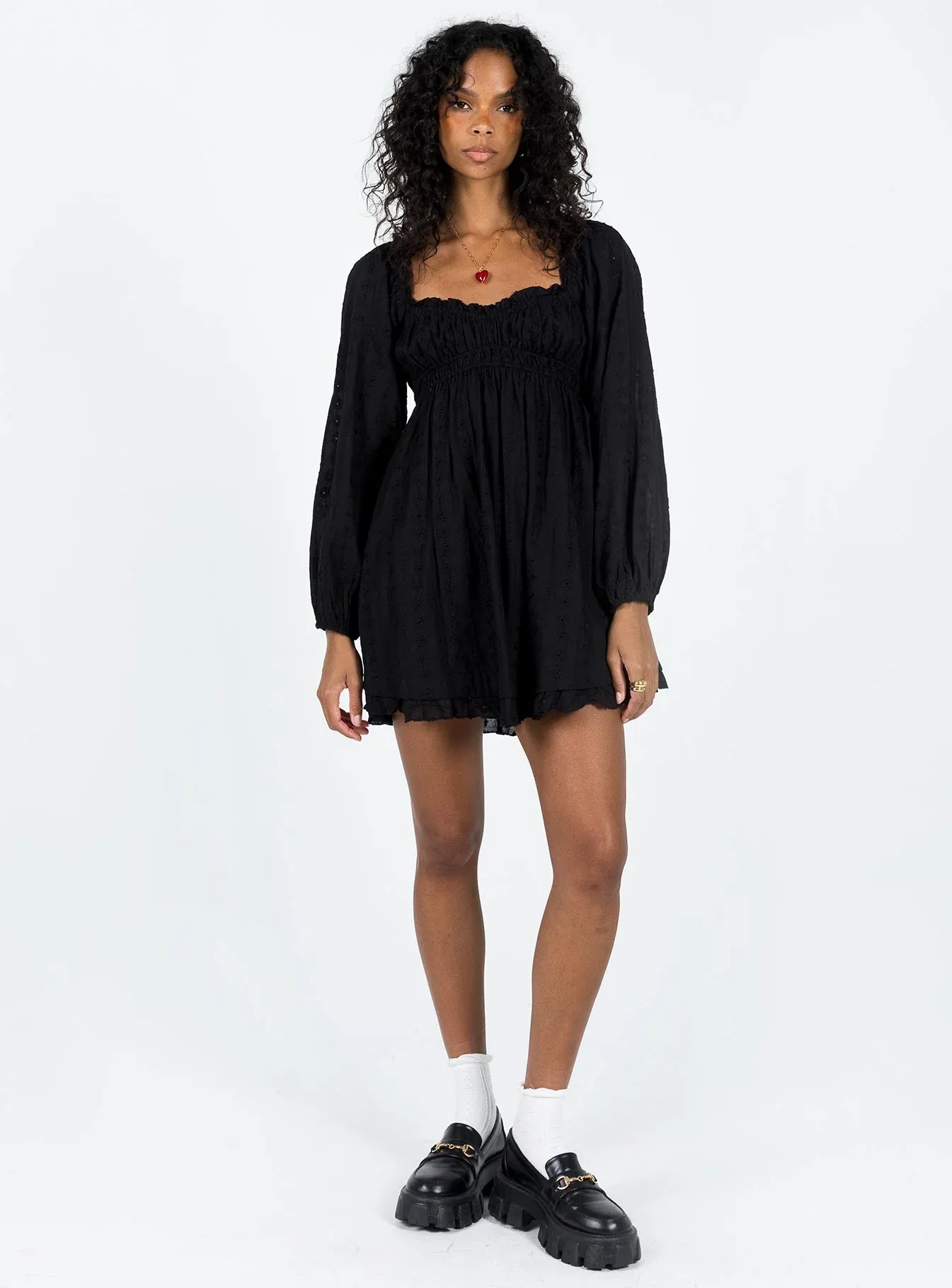Carlita Long Sleeve Mini Dress Black