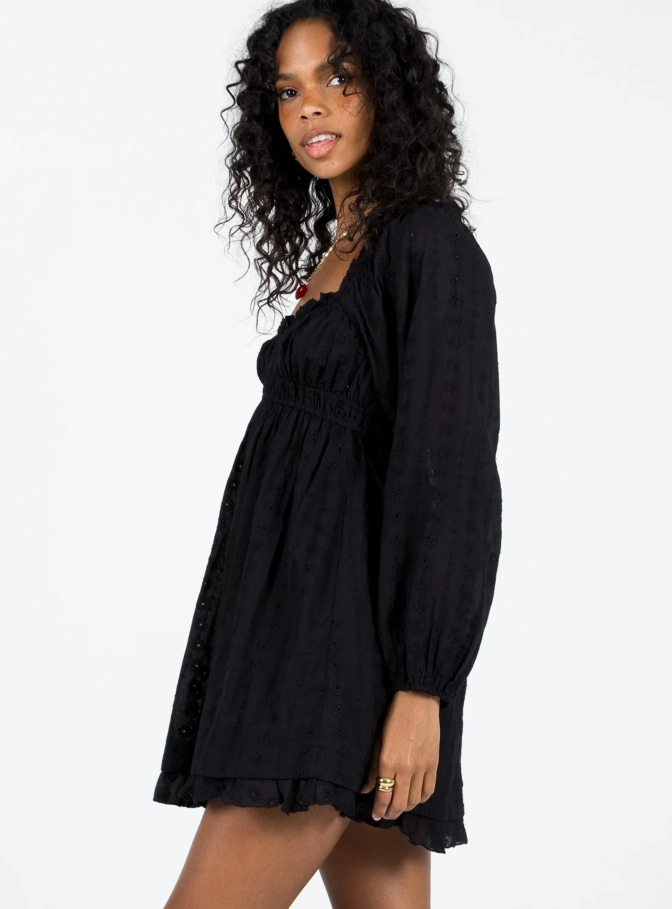 Carlita Long Sleeve Mini Dress Black