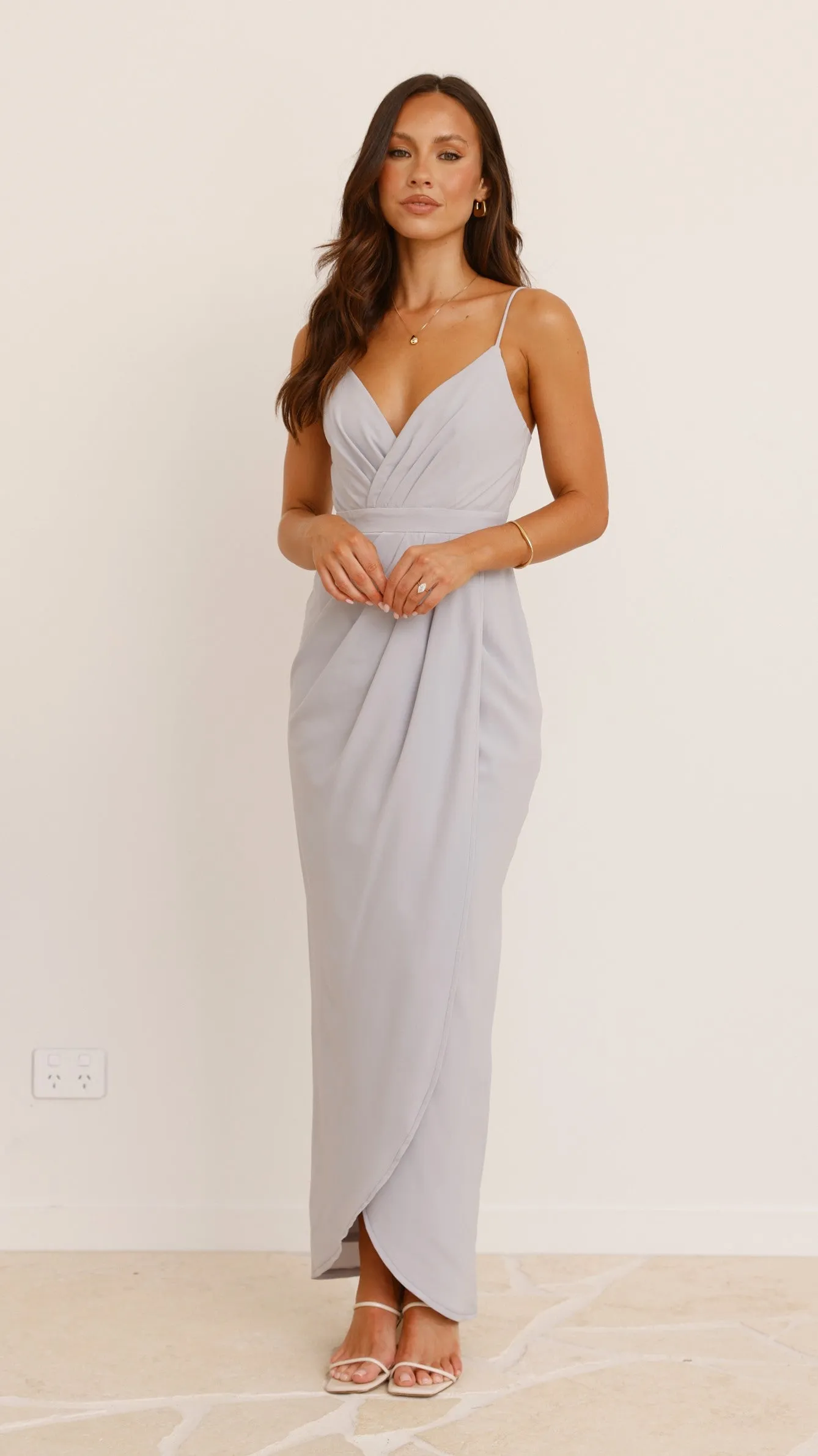 Charlotte Draped Maxi Dress - Light Grey