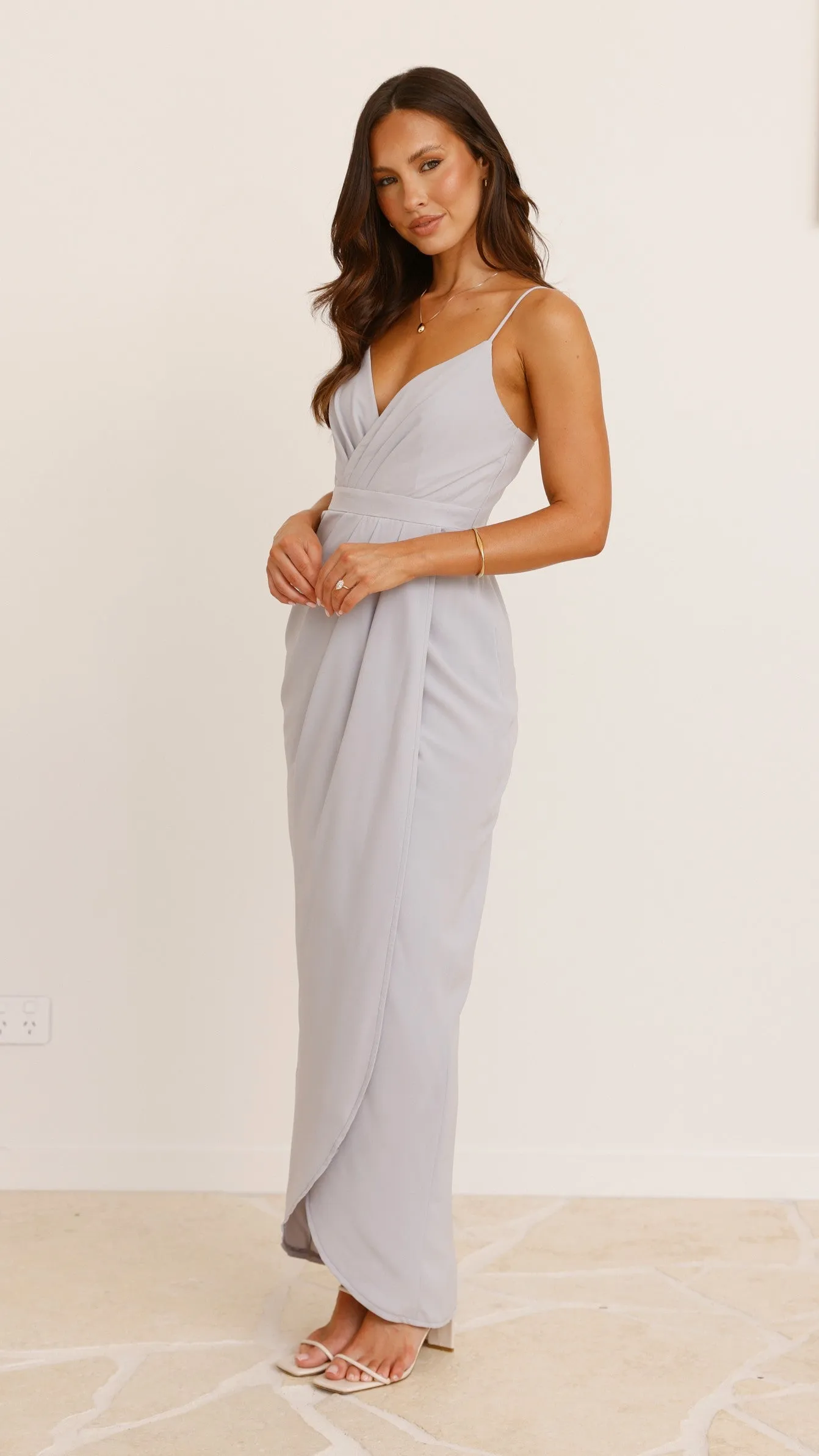 Charlotte Draped Maxi Dress - Light Grey