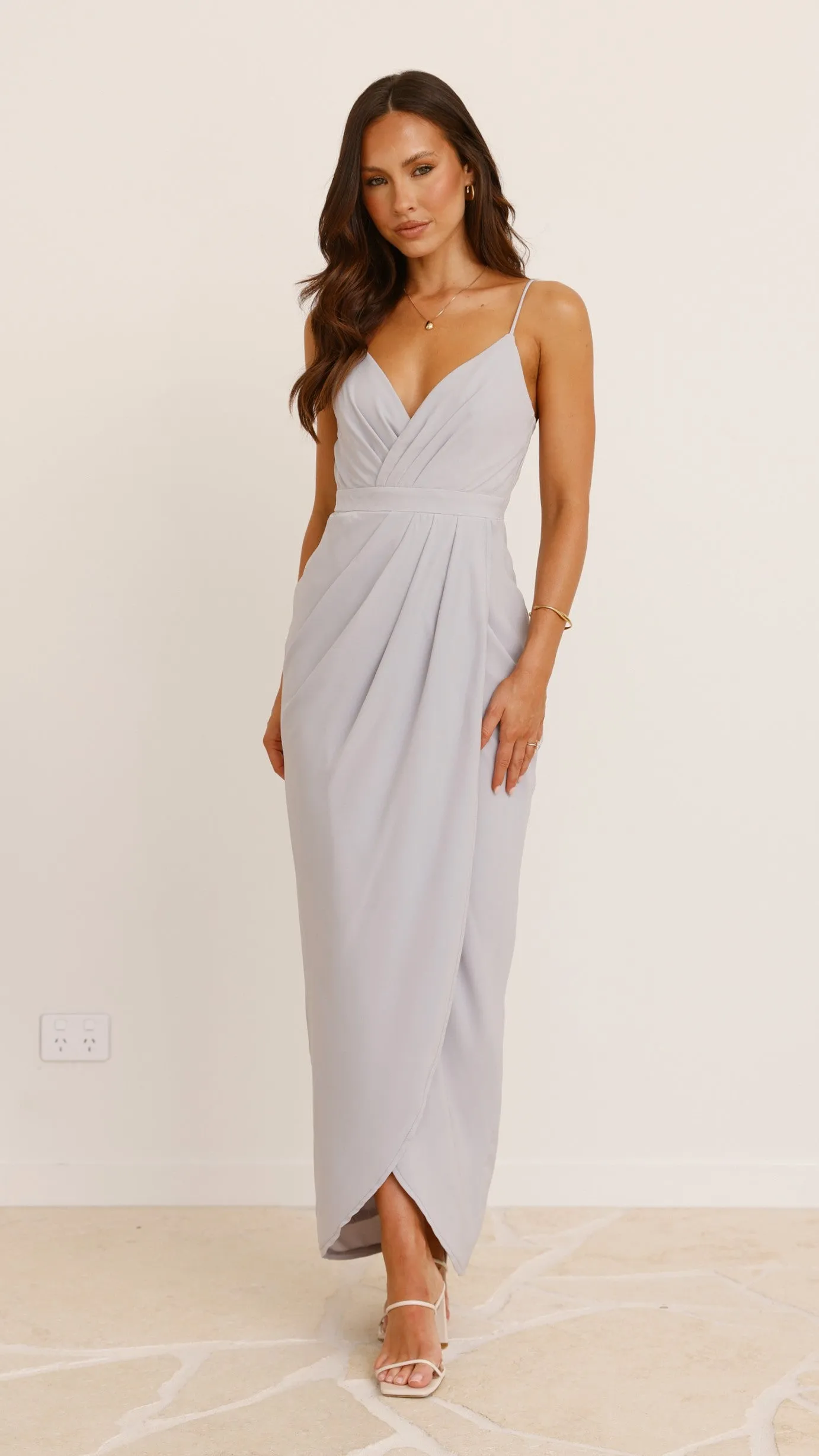 Charlotte Draped Maxi Dress - Light Grey