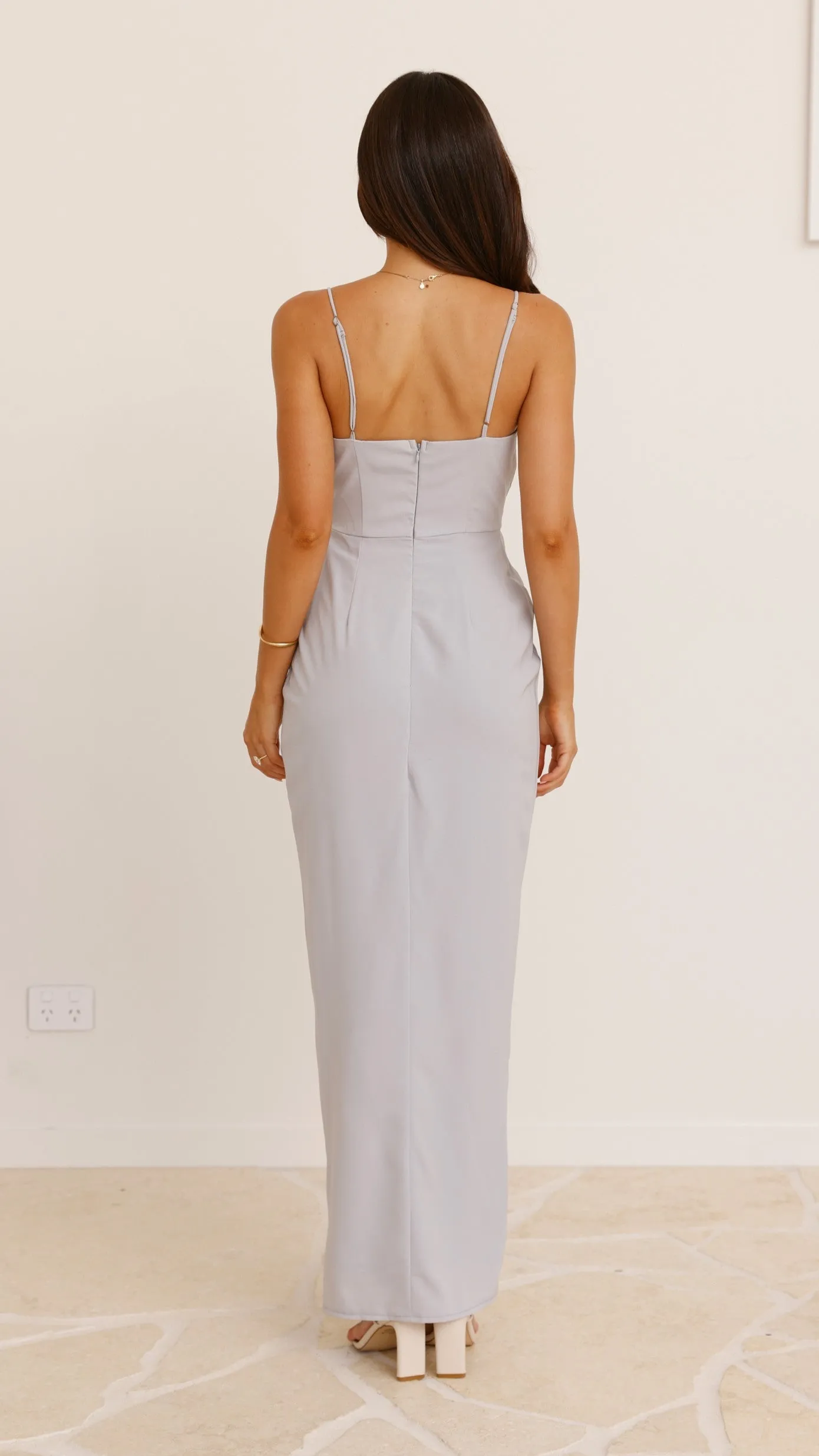 Charlotte Draped Maxi Dress - Light Grey