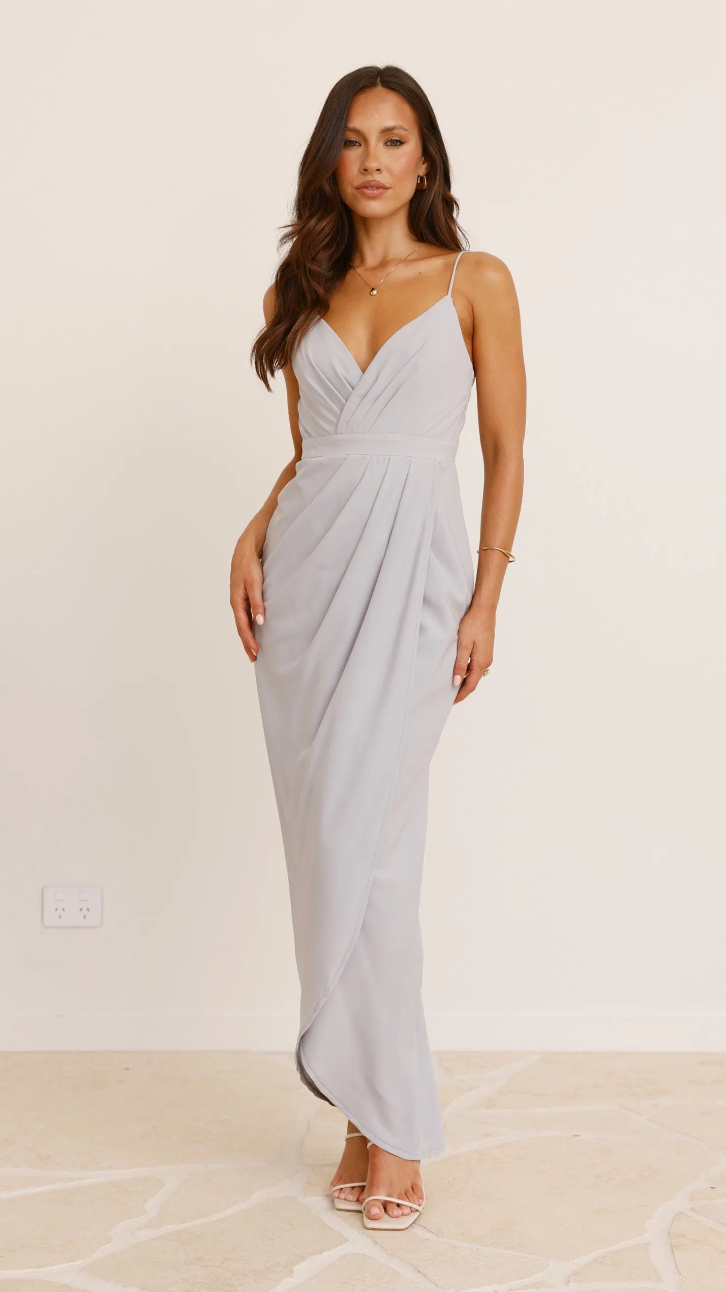 Charlotte Draped Maxi Dress - Light Grey