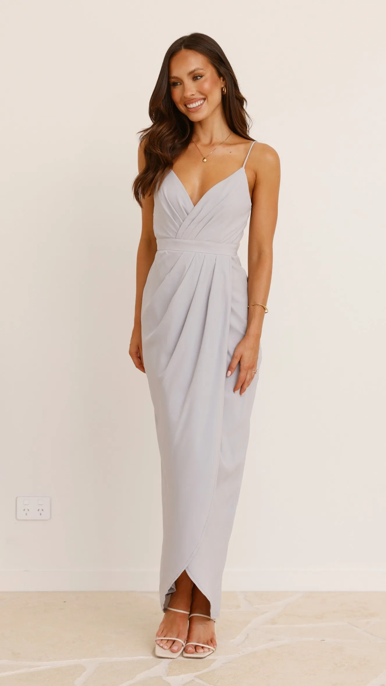 Charlotte Draped Maxi Dress - Light Grey