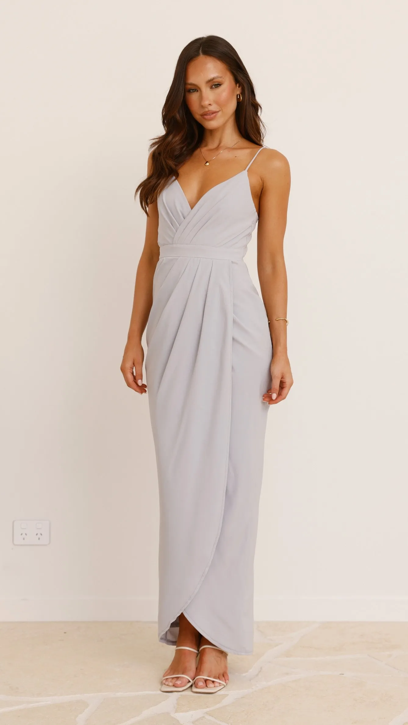 Charlotte Draped Maxi Dress - Light Grey
