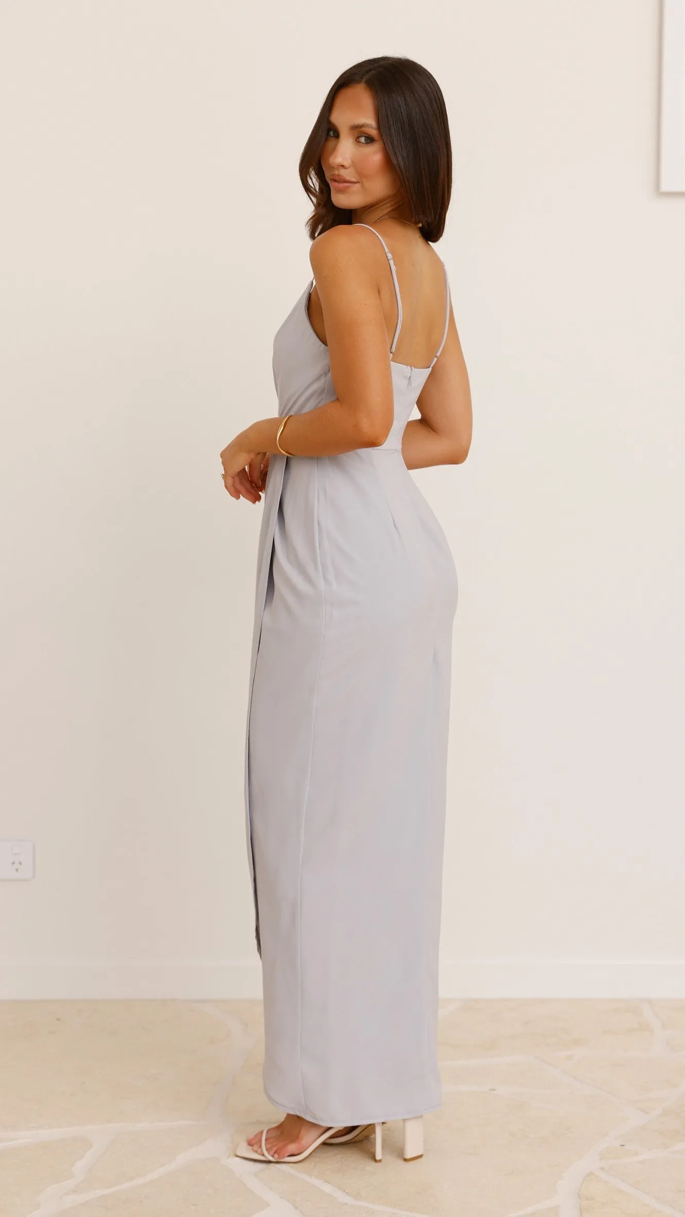 Charlotte Draped Maxi Dress - Light Grey