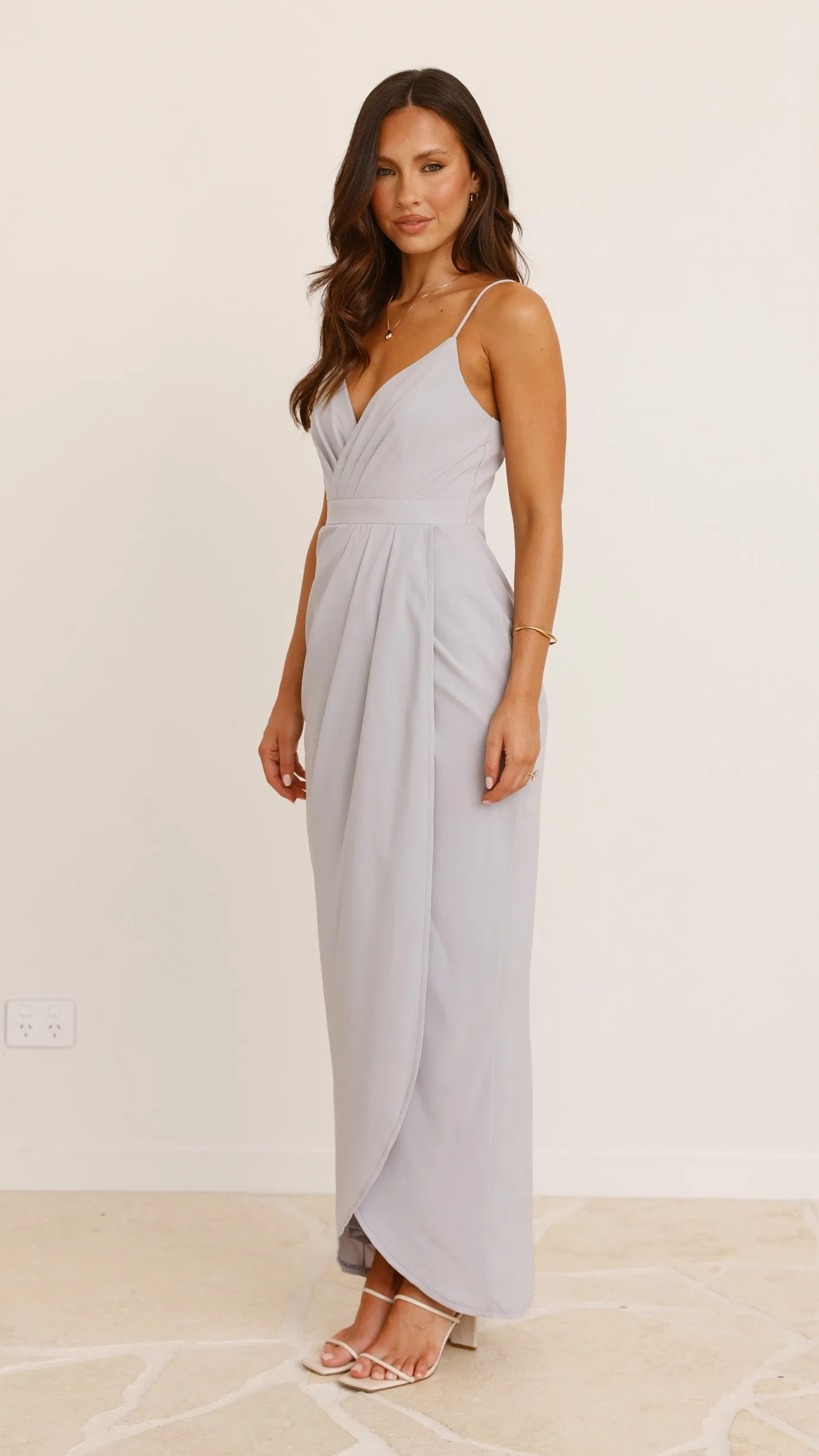 Charlotte Draped Maxi Dress - Light Grey