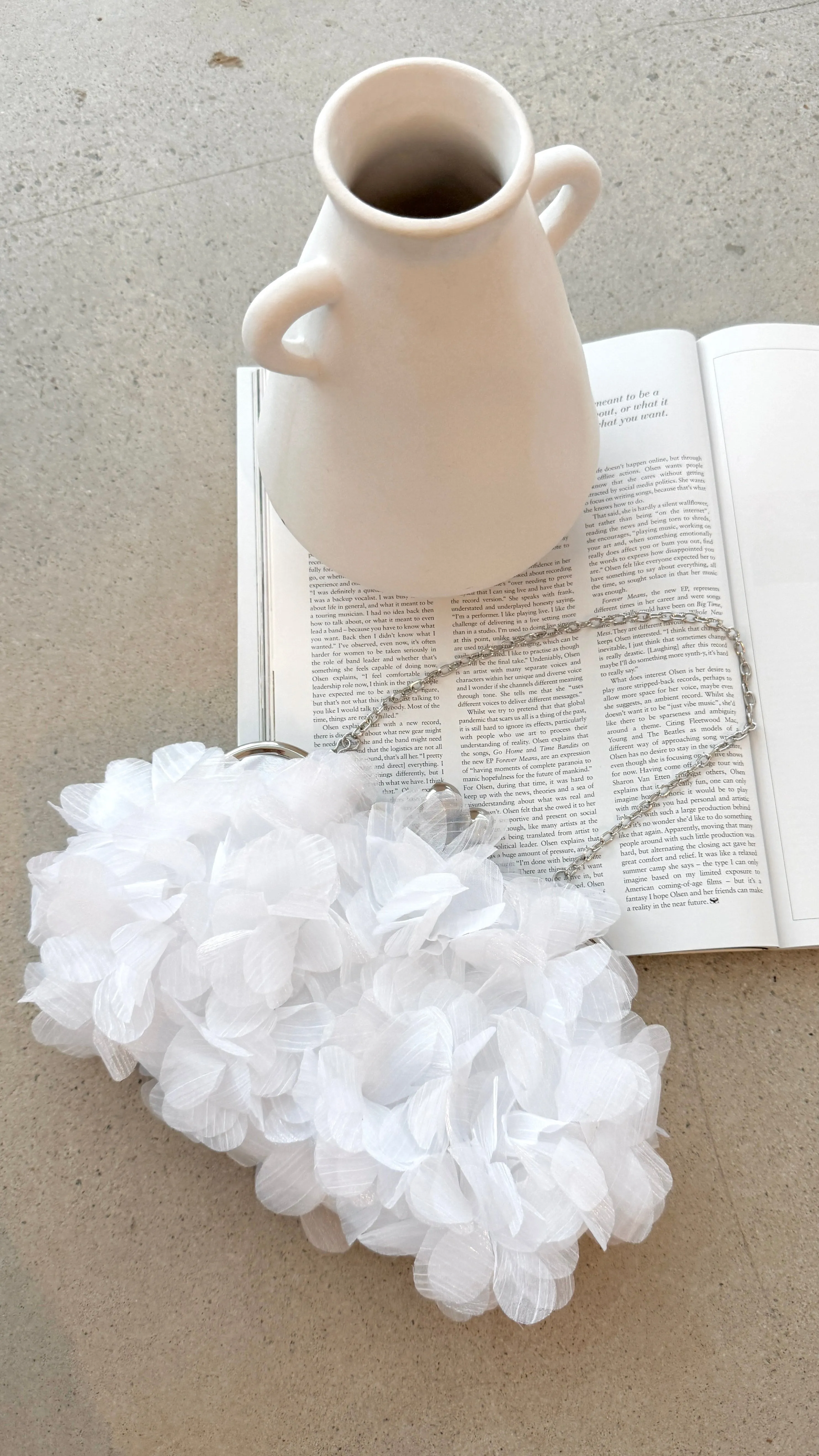 Chiffon Ruffle Clutch - White