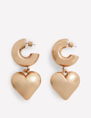 Chunky Heart Hoop Earrings-Gold