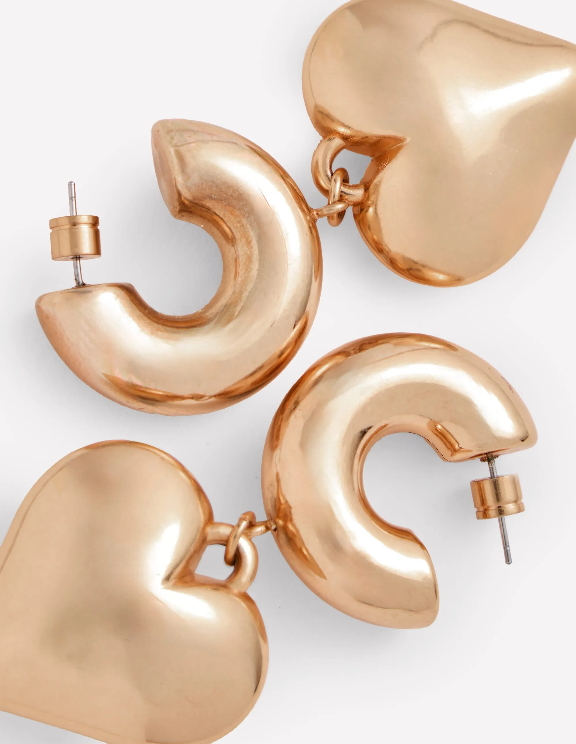 Chunky Heart Hoop Earrings-Gold