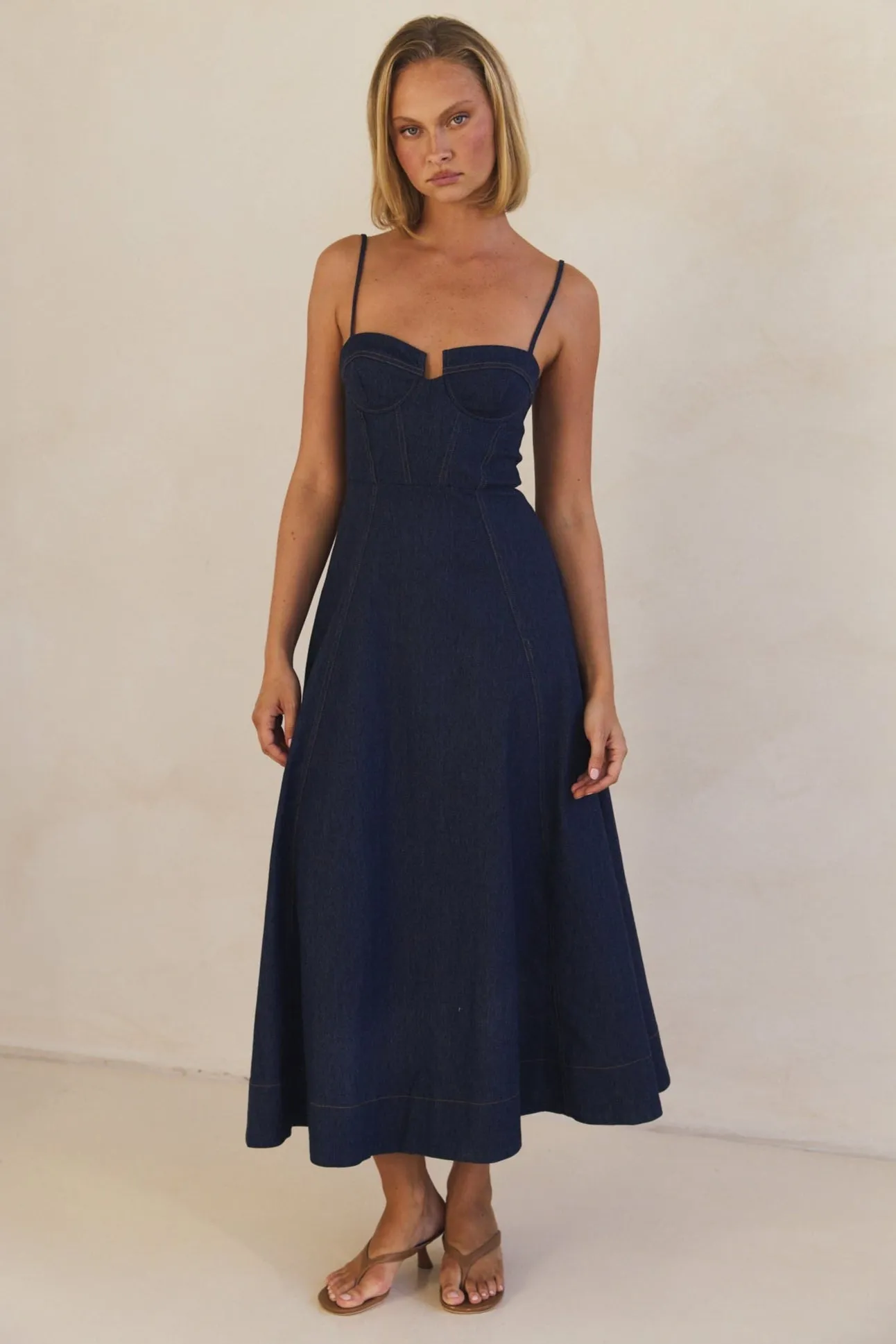 Crosby Denim Midi Dress (Blue)