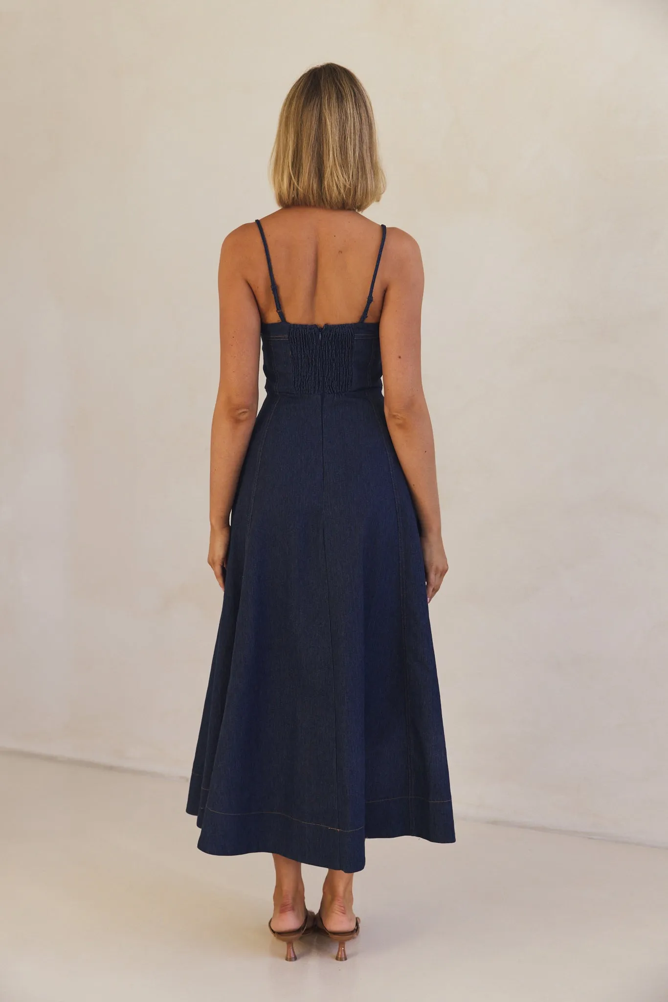 Crosby Denim Midi Dress (Blue)