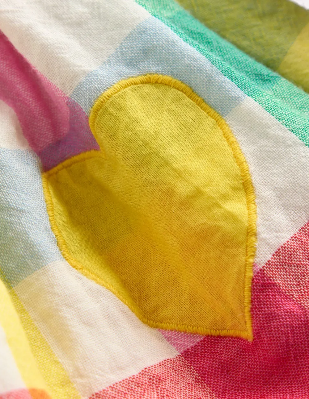 Double Cloth Printed Skirt-Multi Heart Check