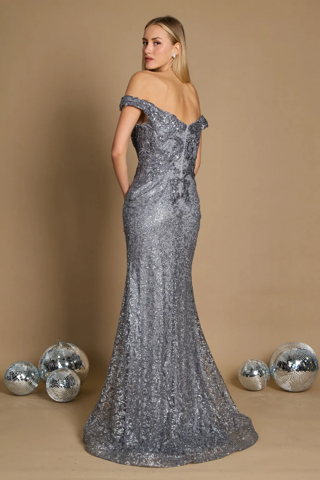 Formal Mermaid Fitted Evening Dress Charcoal