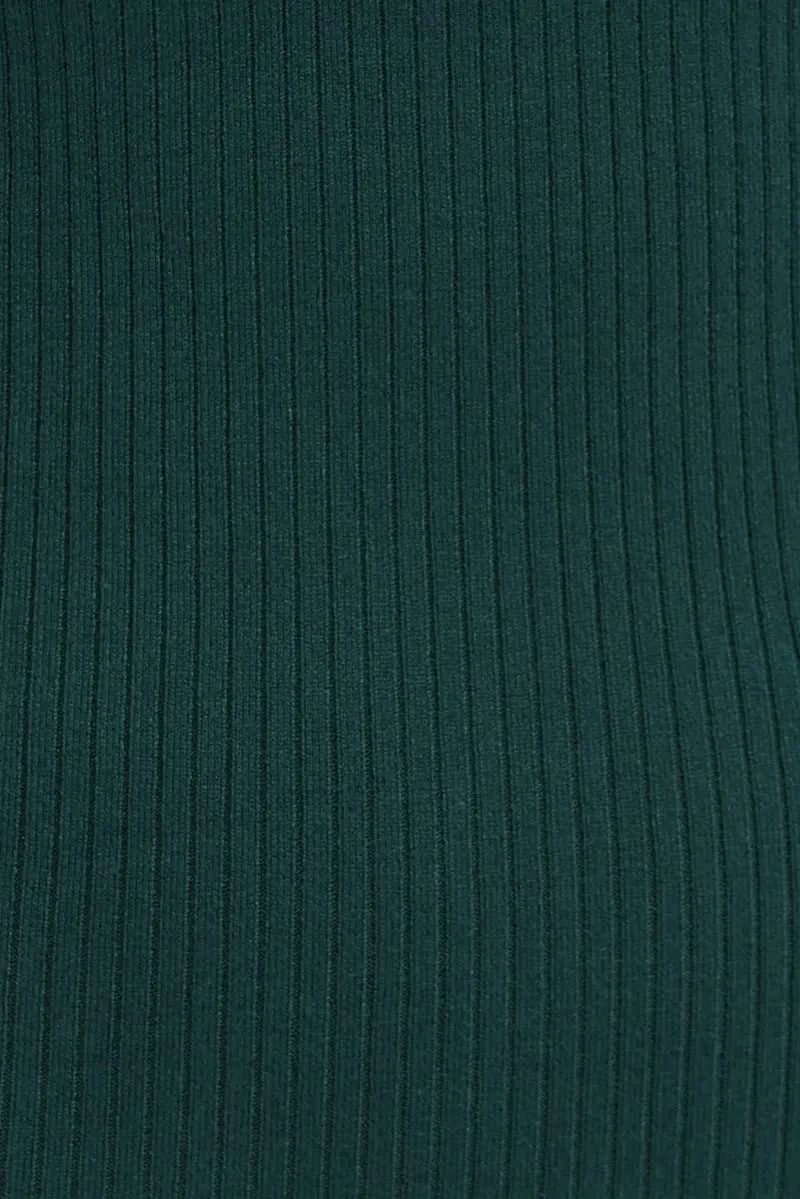 Green Knit Dress Long Sleeve Midi