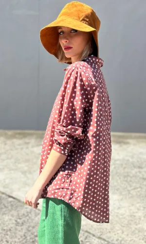 Hoss Rebecca Long Sleeve Polka Dot Shirt