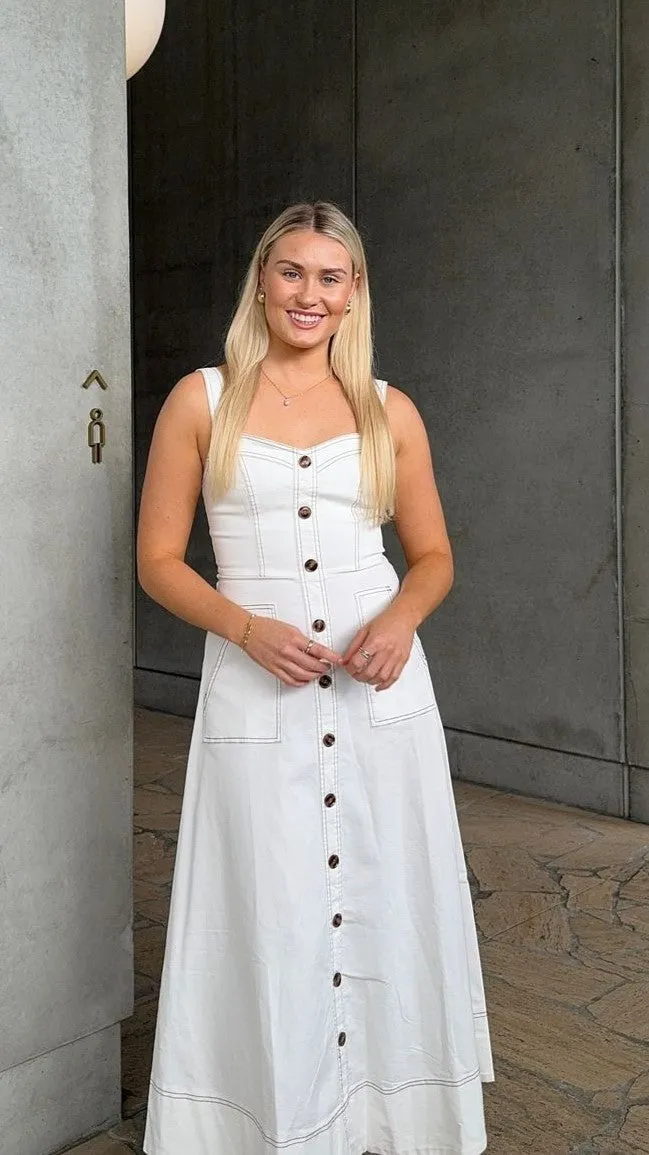 Indigo Midi Dress - White Denim