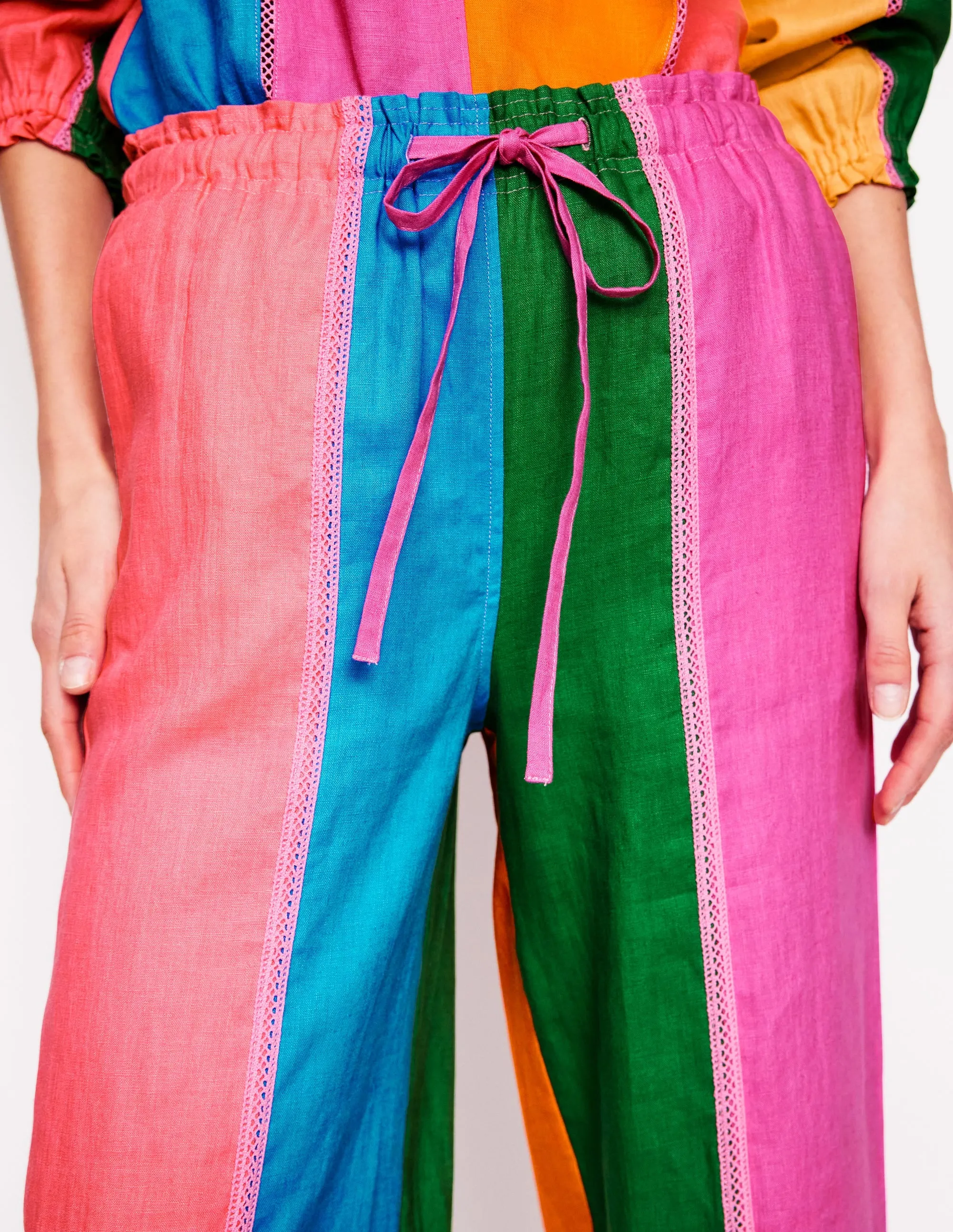 Islington Linen Trousers-Multi Colourblock