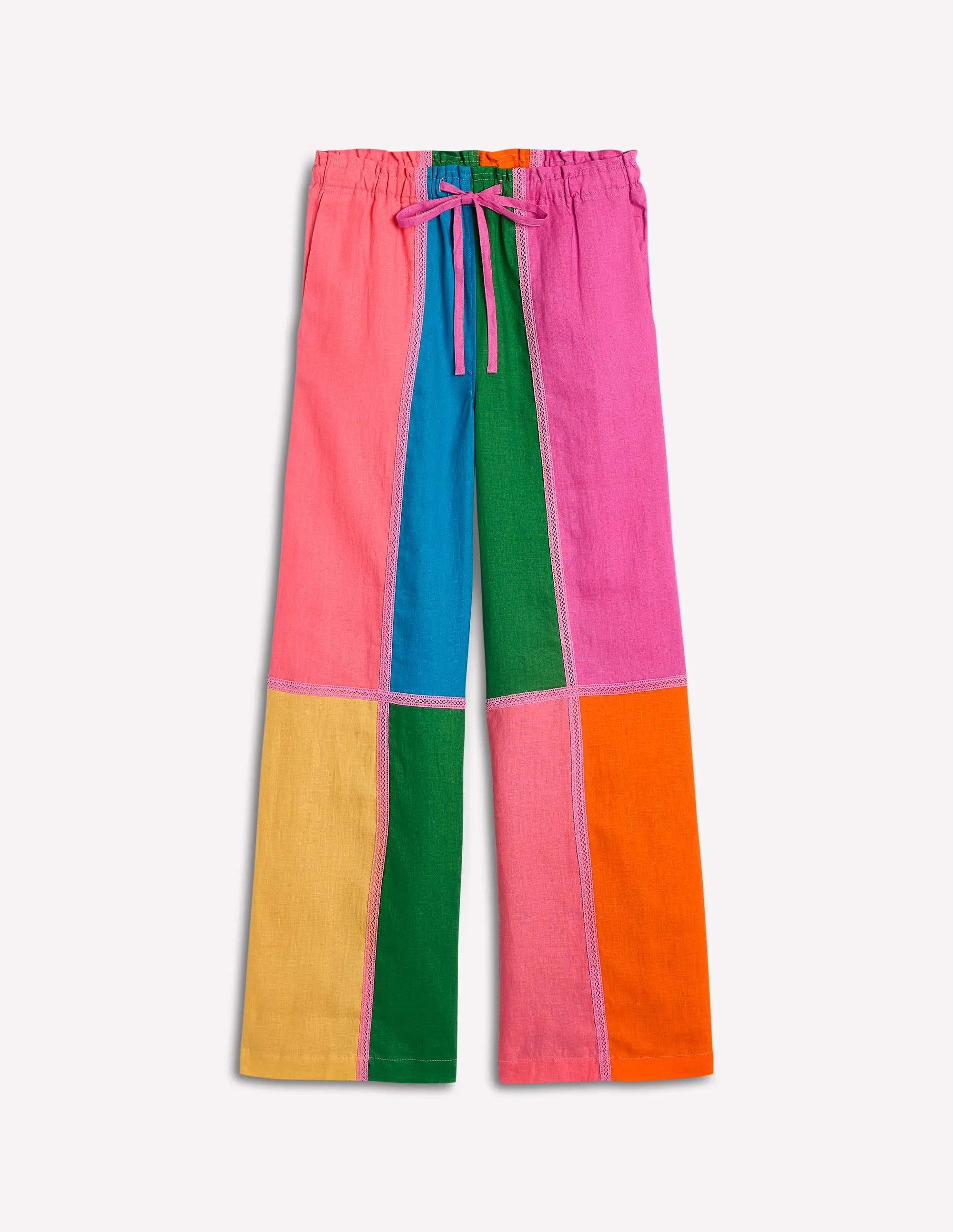 Islington Linen Trousers-Multi Colourblock