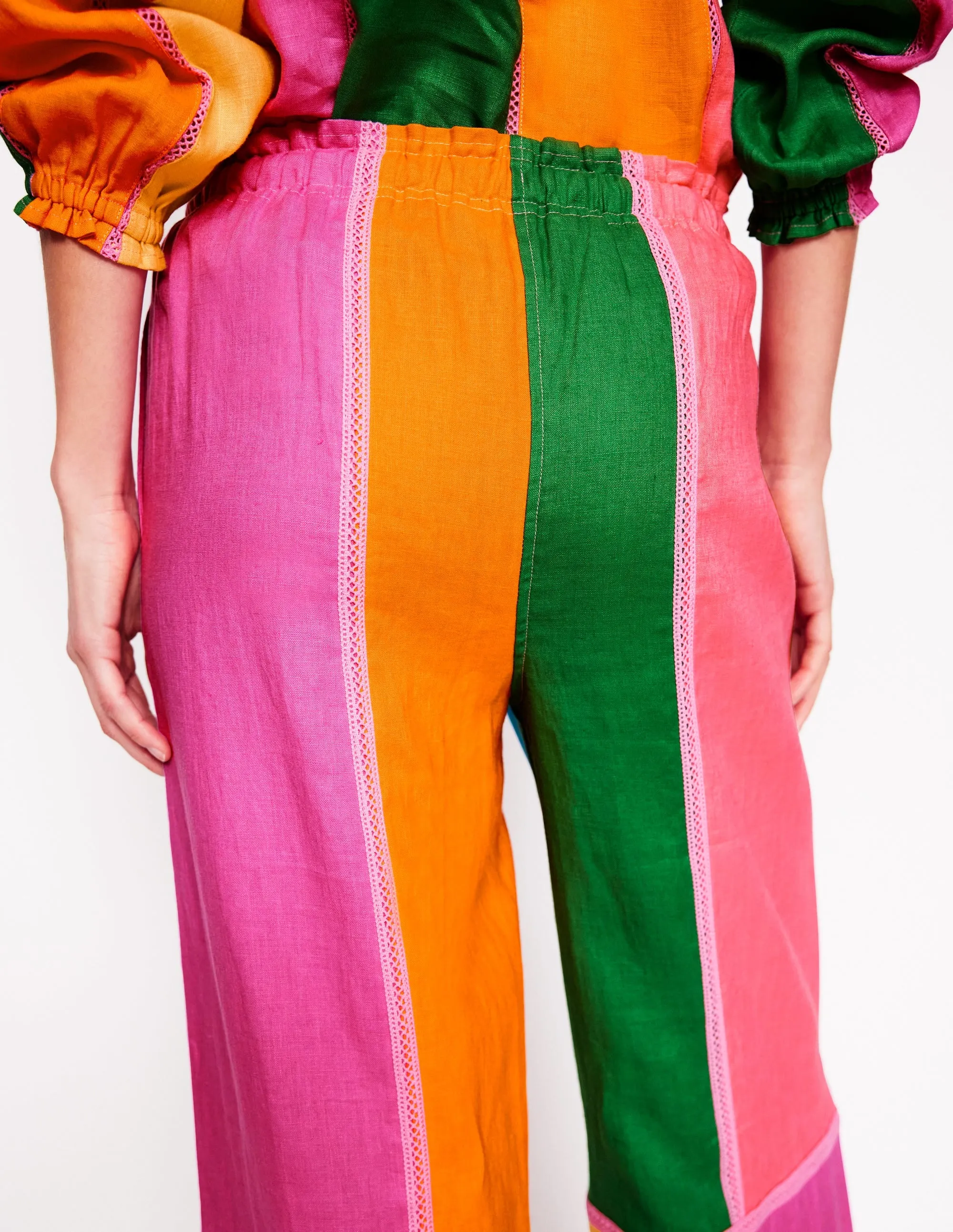 Islington Linen Trousers-Multi Colourblock