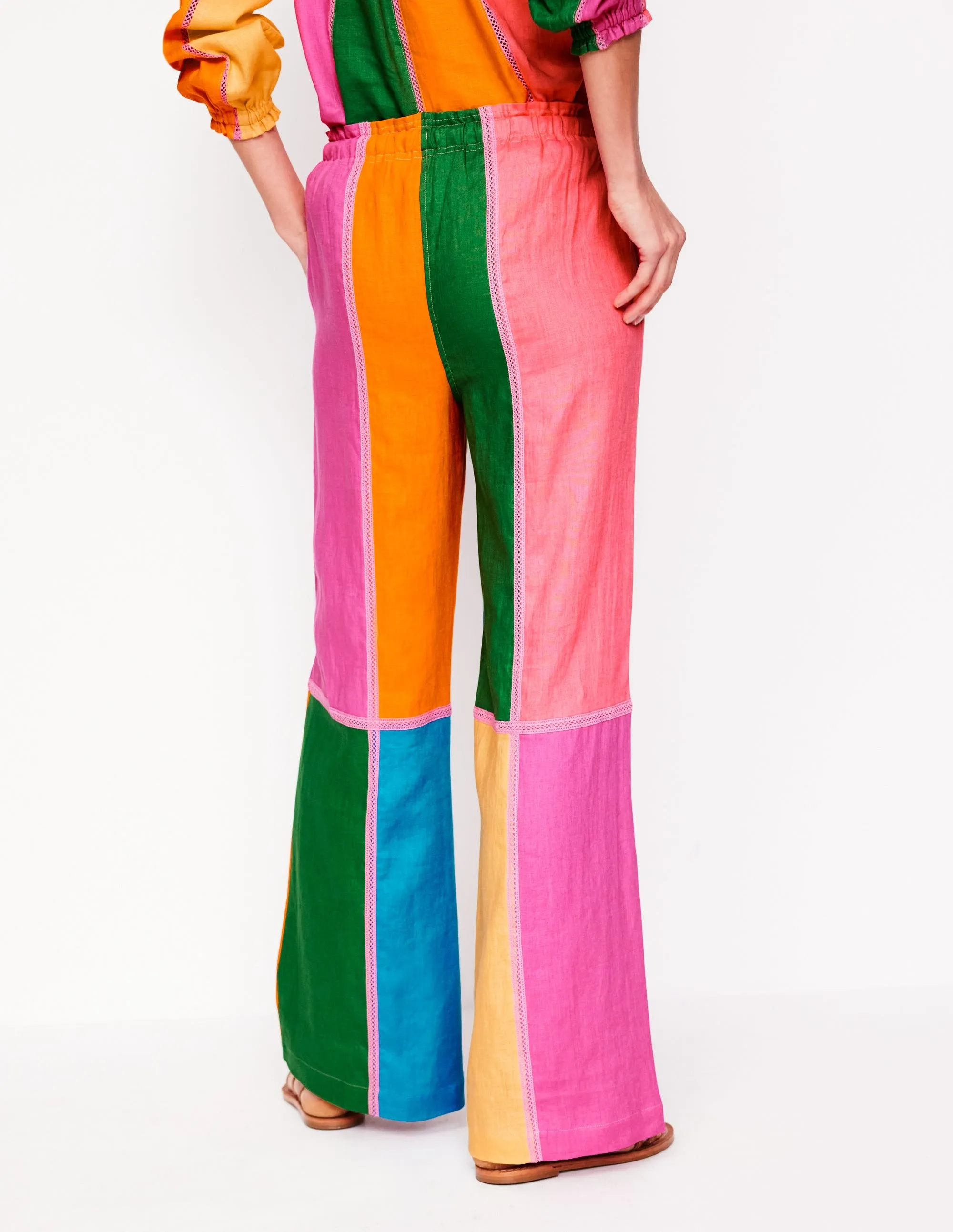 Islington Linen Trousers-Multi Colourblock