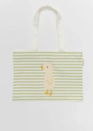 Kids Canvas Beach Bag - Duck Sage Stripe