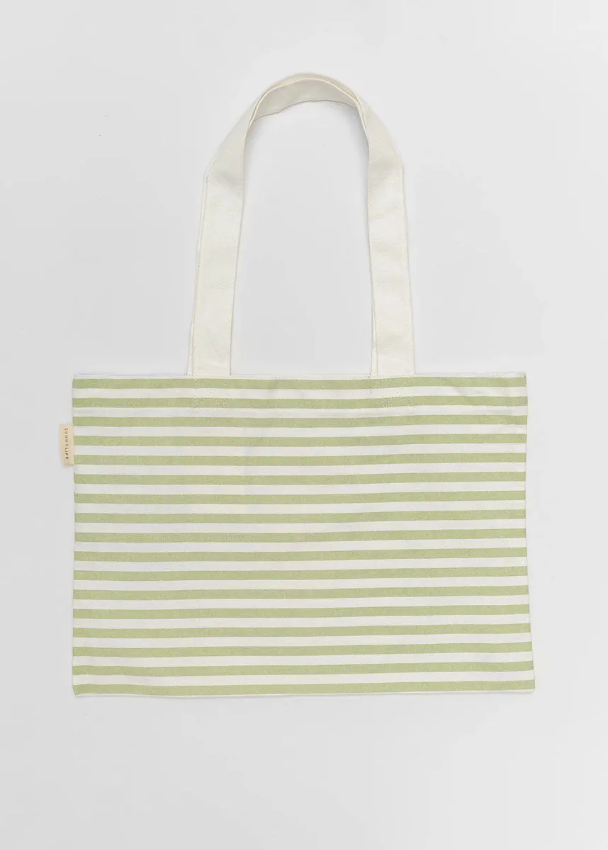 Kids Canvas Beach Bag - Duck Sage Stripe