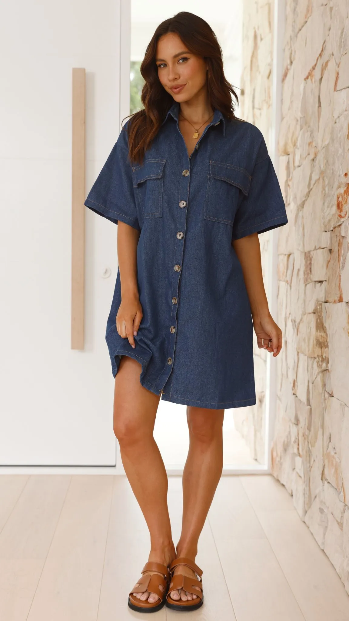 Laksha Mini Dress - Dark Denim