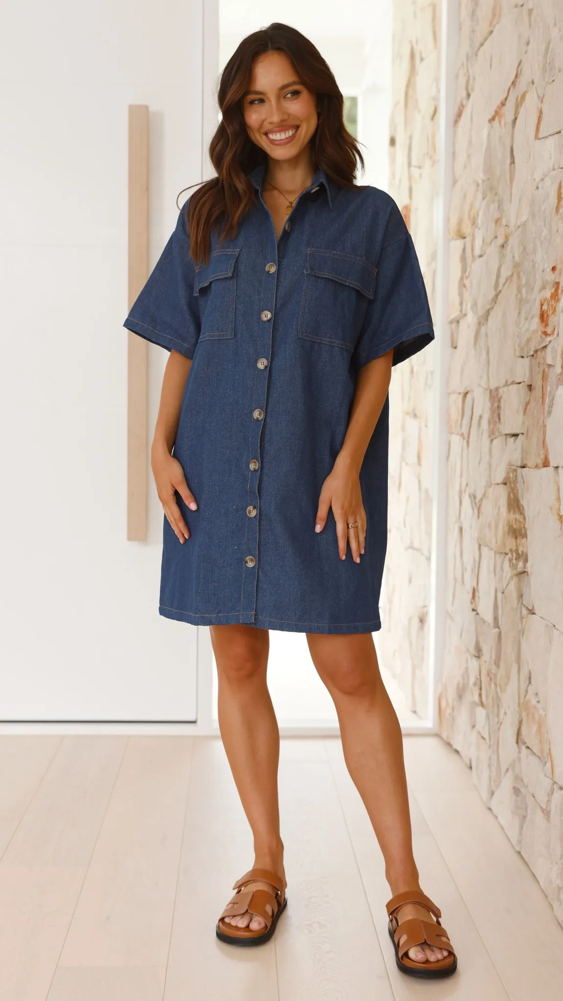 Laksha Mini Dress - Dark Denim