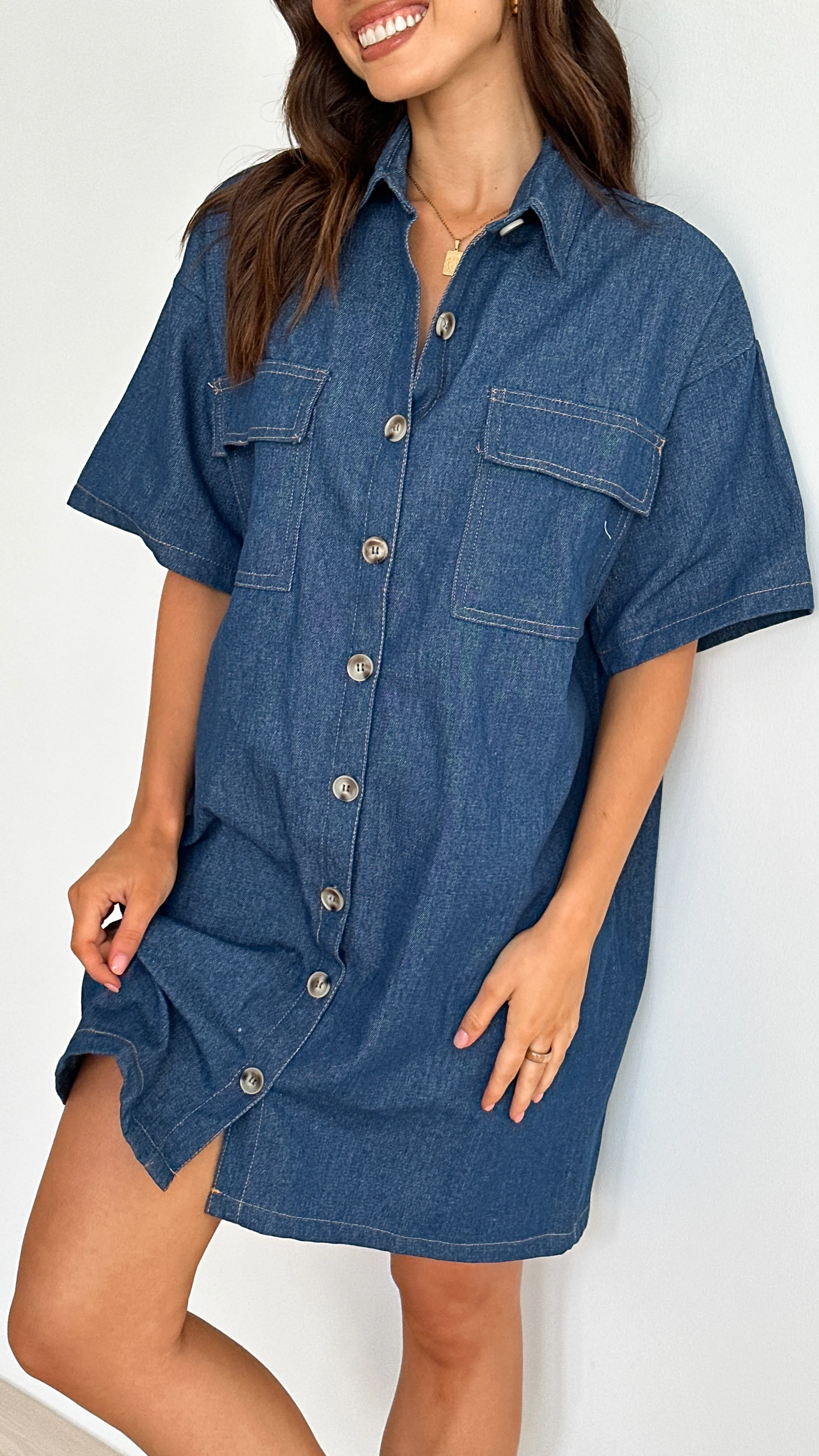 Laksha Mini Dress - Dark Denim