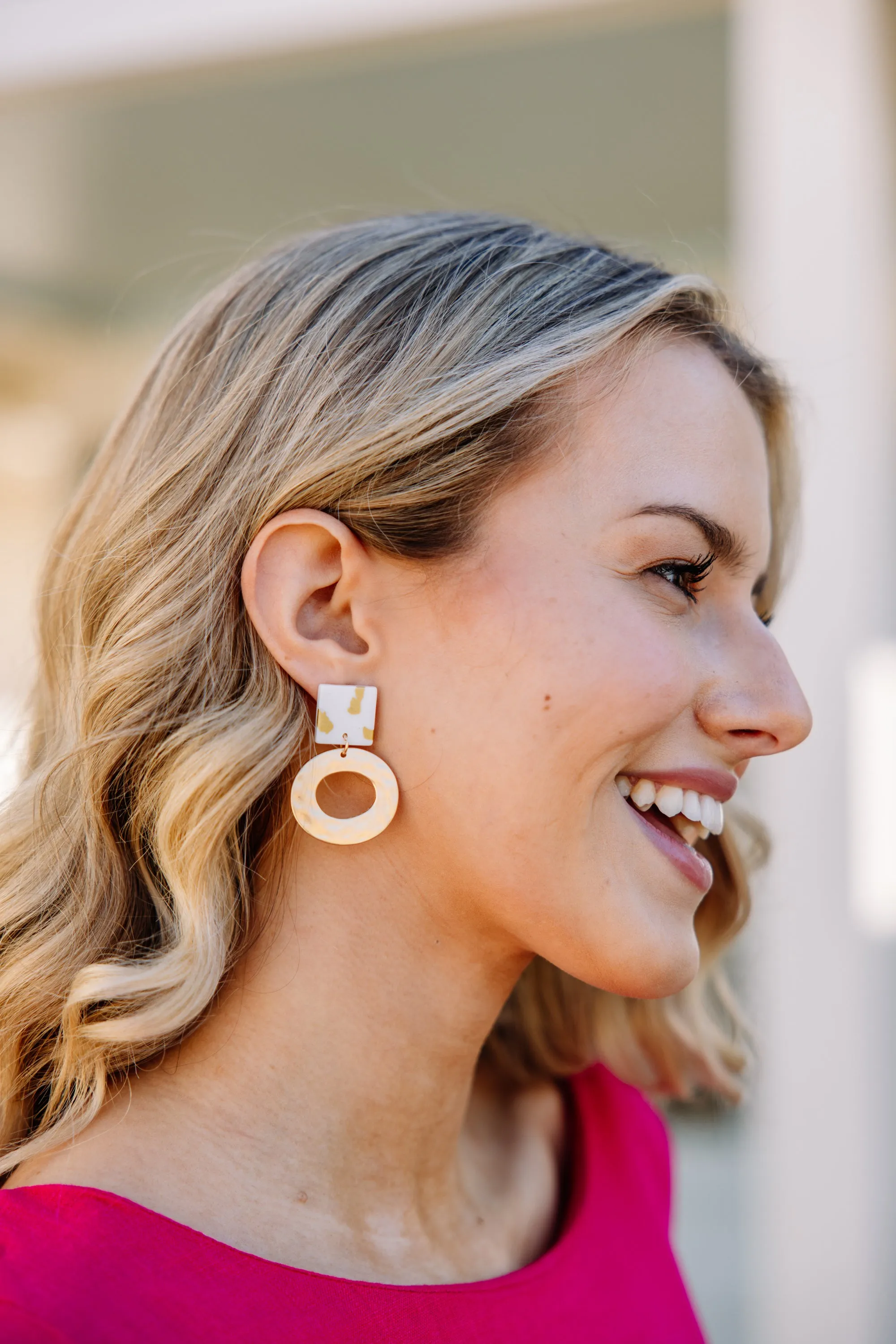 Looking For You White Geometric Earrings