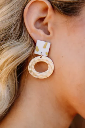 Looking For You White Geometric Earrings