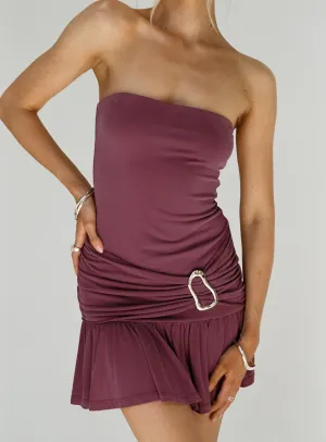 Love Lingers Strapless Mini Dress Burgundy