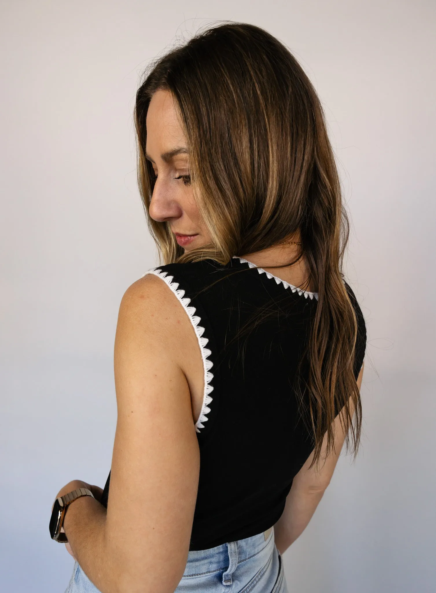 Mason Stitched Hem Tank - Black - Final Sale