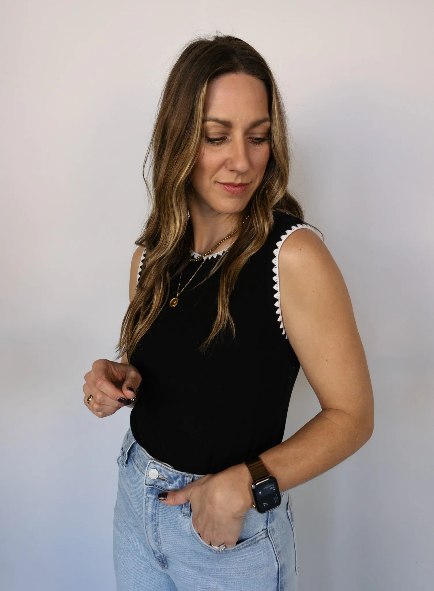 Mason Stitched Hem Tank - Black - Final Sale